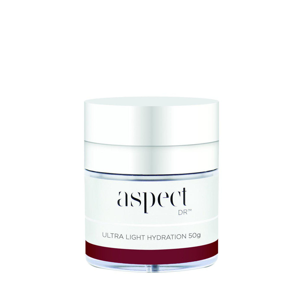 Aspect DR Ultra Light Hydration-Cove Medispa-Skincare-treatments-Australia-Perth-Description: A lightweight moisturiser. Suitable Skin Types: All skin types, excess oil, problematic, sensitive. Application: ﻿ Gently massage a pearl sized amount over face, neck and décolletage after serums.