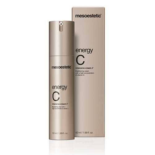 Energy C Moisturiser-Cove Medispa-Skincare-treatments-Australia-Perth-mesoestetic energy C intensive cream is a brightening product formulated to respond to the first signs of aging. With a high concentration of stable vitamin C, it unifies the skin tone, counteracting dull, tired looking skin.Utilising the latest in scientific research, mesoestetic energy C intensive cream's antioxidant properties counterbalance the harmful effects of ultraviolet rays from the sun, meaning that the signs of pre
