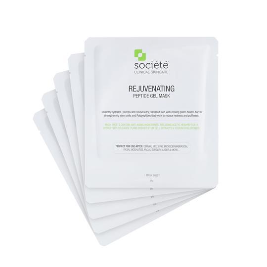 Societe Peptide Sheet Mask-Cove Medispa-Skincare-treatments-Australia-Perth-Description: Developed for use to calm and moisturize the skin and repair and restore the barrier function KEY BENEFITS: Reduces the appearance of redness & puffiness and fine lines with a refreshing, cooling effect. SUITABLE FOR: All skin types.Especially after dermal needling, microdermabrasion, peels, laser and more.