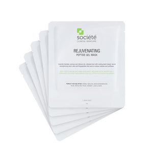 Societe Peptide Sheet Mask-Cove Medispa-Skincare-treatments-Australia-Perth-Description: Developed for use to calm and moisturize the skin and repair and restore the barrier function KEY BENEFITS: Reduces the appearance of redness & puffiness and fine lines with a refreshing, cooling effect. SUITABLE FOR: All skin types.Especially after dermal needling, microdermabrasion, peels, laser and more.